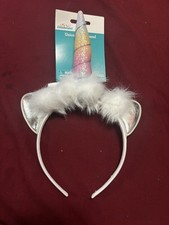 Unicorn Headband with Rainbow Glitter Horn Cat Ears New Rare HTF Fast Shipping