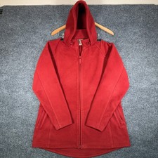 Duluth Trading Co Shoreline Fleece Hoodie Jacket Womens Medium Red Thick Outdoor