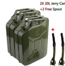 2X20L Jerry Can with Metal UK Spout Petrol Diesel Fuel Container for Emergency