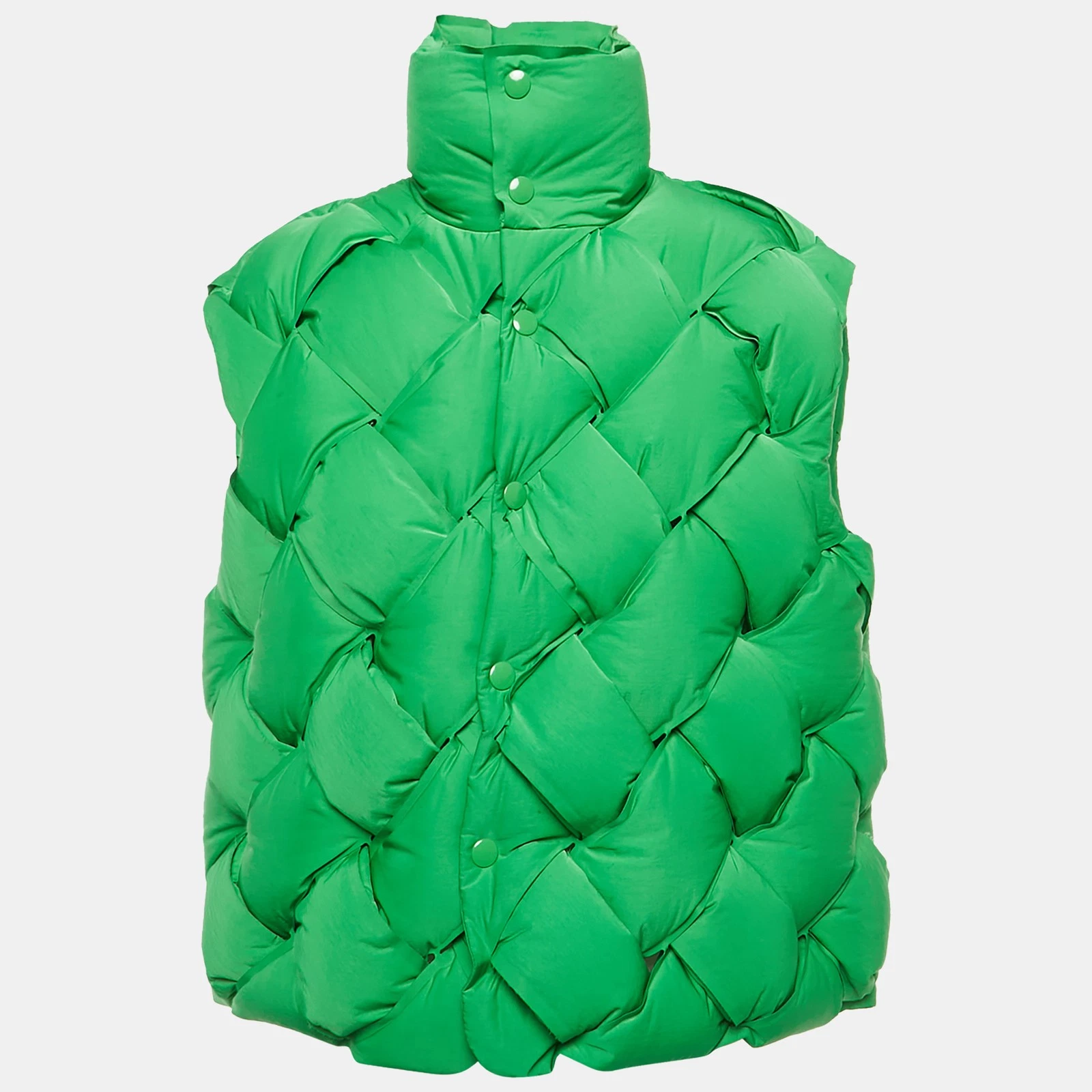 Gilet Bottega Veneta verde nylon intrecciato piumino M