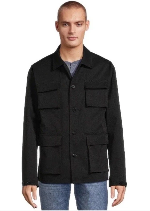 New George Men’s Utility Lightweight Jacket 4 Pockets Black Size Large (42-44)