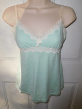 Cosabella Aqua Blue Ivory Dot Lace Cotton Blend Camisole Tank Top Medium