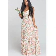 NWT Show Me Your Mumu Godshaw Goddess Gown Maxi Dress White Floral Lace Up XS