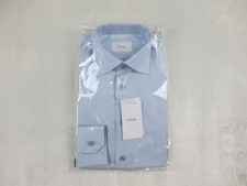 NEW Eton Dress Shirt Mens 38 15 Small Blue Check Slim Cotton Business