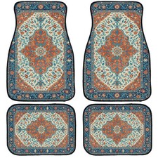 Vintage Carpet Car Floor Mats Floral Blue Red Carpet Front Rear Carpets Mat D...