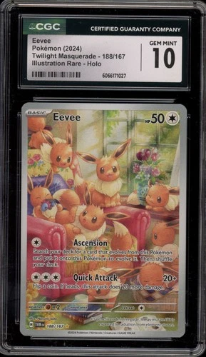Pokemon Eevee Twilight Masquerade Illustration Rare #188 CGC 10 Gem Mint