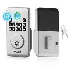 VEVOR Fingerprint Door Lock Electronic Biometric Deadbolt Easy to Grip Silver