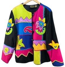 Vintage Julia Kim Embroidered Toggle Button Jacket L Art To Wear Artsy READ 