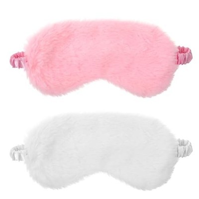 2 Pcs Soft Eyeshade Cover with Elastic Strap, Faux Fur Adjustable Sleeping 
