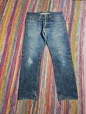 Distressed Designer Helmut Lang Raw Selvedge Blue Denim Jeans Men's 32 (32x29)