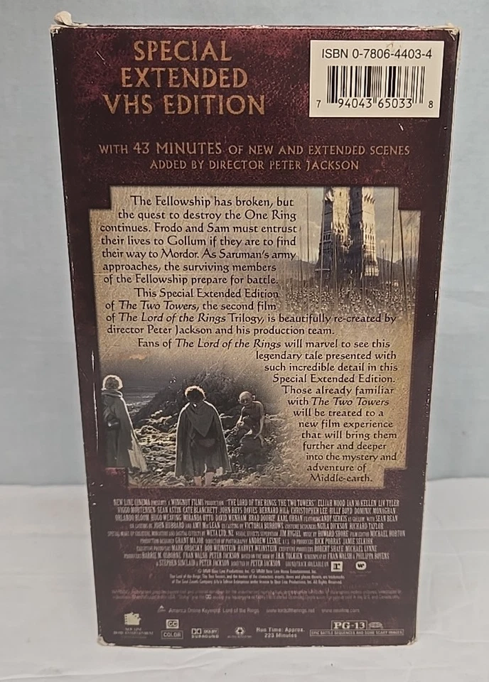 The Lord of the Rings The Two Towers Special Extended VHS WS Edition 2 Tape Set  - Image 3 of 4