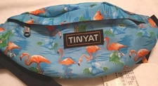 New Tinyat Floral/ Flamingo Print Fanny Pack Knapsack  Blue and Pink