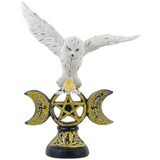 Pentagram Owl Gothic Ornament Sculpture Pagan Wiccan Figurine Altar Home