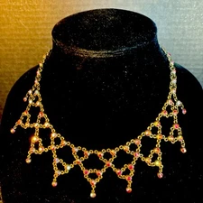 SWEET ROMANCE Vintage Choker With Red Rhinestones