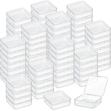 100 Pcs 2.8 x 2.8 x 1 Inch Plastic Bead Storage Containers Transparent Boxes ...