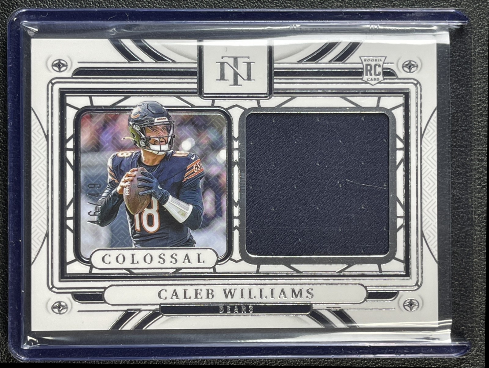 CALEB WILLIAMS 2024 NATIONAL TREASURES ROOKIE COLOSSAL MATERIALS JERSEY 46/49