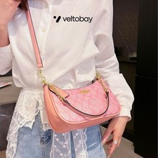 Borsa a mano Coach vintage in pelle rosa elegante anni 90 Teri tracolla con charms