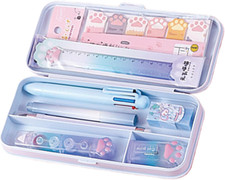 9 Pcs Cute Blue Stationery Set for Girls Boys Women Back to School Supplies Offi