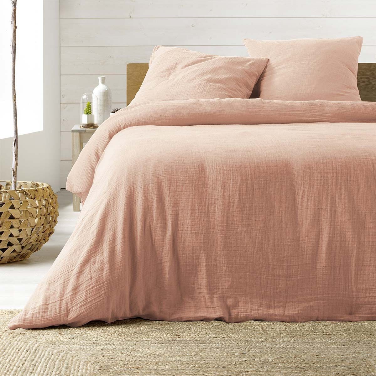 Parure de lit 260x240 cm rose Angelia housse couette 3 pièces