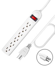 Extension Cord 6 ft - Long Power Strip Surge Protector, 6 AC Outlet Flat Plug...