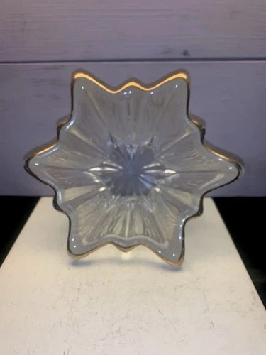 Star Shaped Frosted Glass Bowl With Gold Rim
