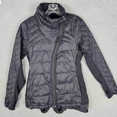 Lululemon Down Insulated Jacket Womens Stretch Side Panels Asymmetrical Zip-Up