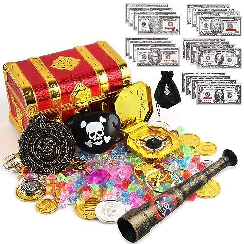153 pièces d'or pirates anniversaire enfant, ensemble de pierres précieuses pirates, pirates - Photo 1/7