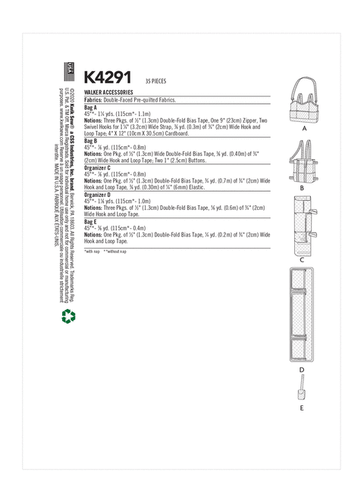 Kwik Sew Pattern 4291, WALKER ACCESSORIES IN 4 STYLES, New - Picture 2 of 3