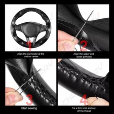 15 Black Steering Wheel Cover Genuine Leather For Jeep Grand Cherokee New 15 Black Steering Wheel Cover Genuine Leather For Jeep Grand Cherokee New