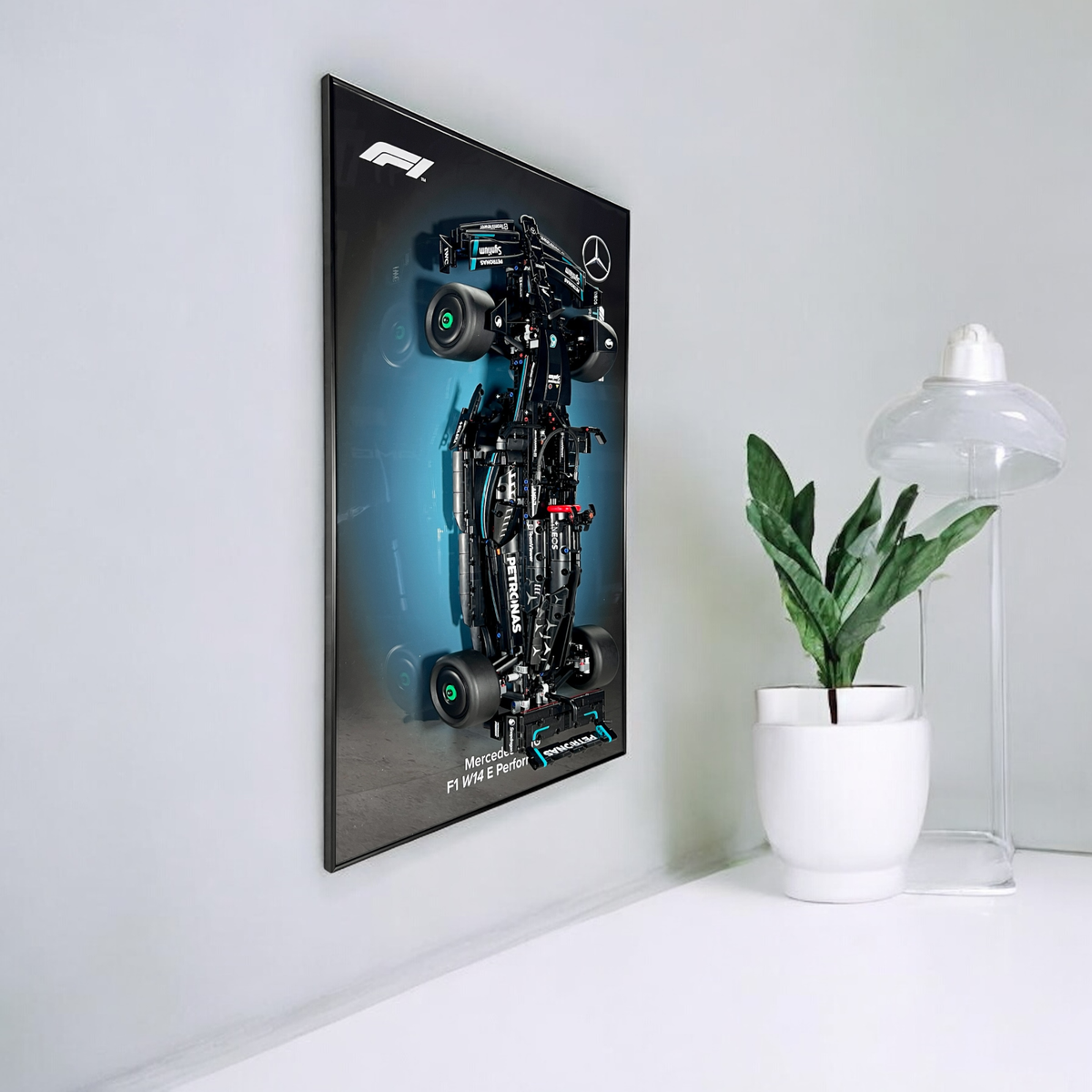 Art Holder Frame on the Wall 80x50 cm. LEGO Technic Mercedes-AMG