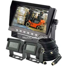 7" WIRED REAR VIEW BACKUP REVERSE 2-CAMERA SYSTEM FOR SKID STEER, TRUCK, TRAILER