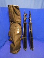 IKAN Air Cushioned Double Riser Light Stands QTY 2, Black w/Soft Carry Case
