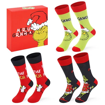 The Grinch 3 Pares Hombres Mujeres Adolescentes Unisex Novedad Hasta la pantorrilla Calcetines - Navidad