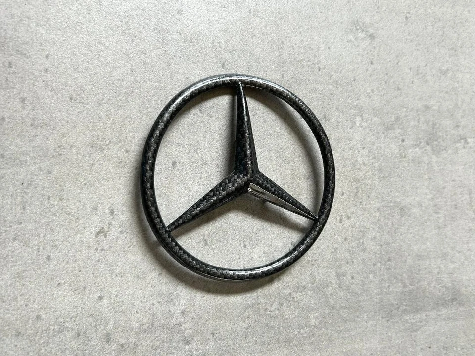 Mercedes-Benz 560SL 1986-1989 negro fibra de carbono maletero trasero estrella logotipo emblema OEM Foto 4 de 4
