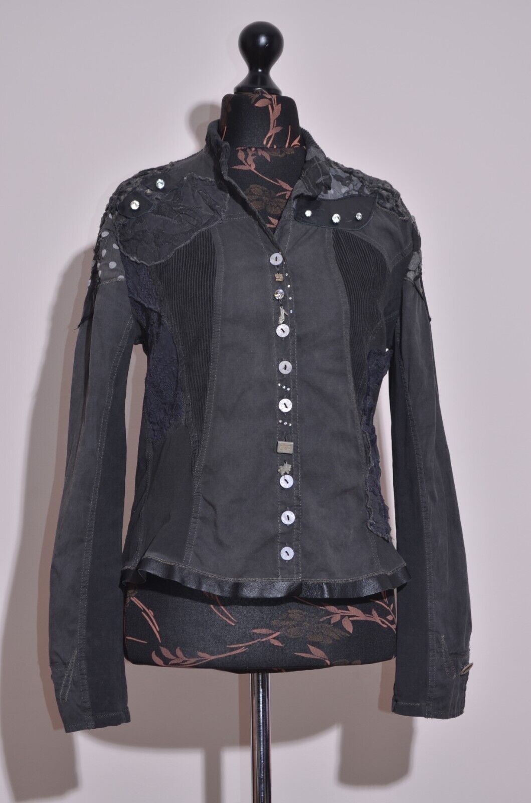 Elisa Cavaletti Womens Light Summer Overshirt Jacket Buttons Patchwork Size M