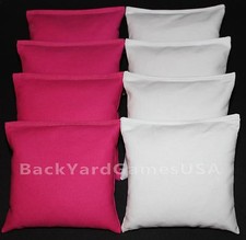 ALL WEATHER CORNHOLE BEAN BAGS Fuschia White Resin Filled WATERPROOF