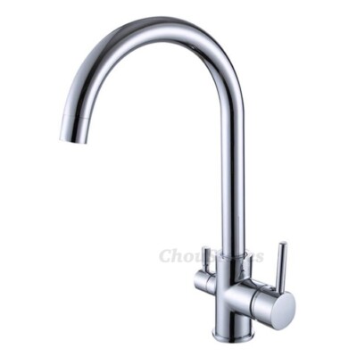 Kitchen Drinking Water Faucet Sink Mixer Tap Dual Handles 3 Way Swivel Spout Tap