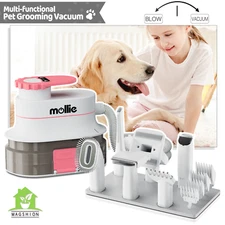 Professional Pet Grooming Vacuum & Blower Kit Dog Hair Dryer Shedding Brush Tool