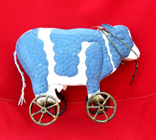 Pfaltzgraff Metal Rolling COW Cashel Blue Old World Charm 9"h Orig TAG Handpaint
