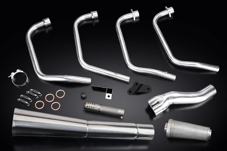 Suzuki GS1100E GS750 80-82 Full Exhaust 4-1 Stainless Classic Megaphone Muffler - Image 2 of 4