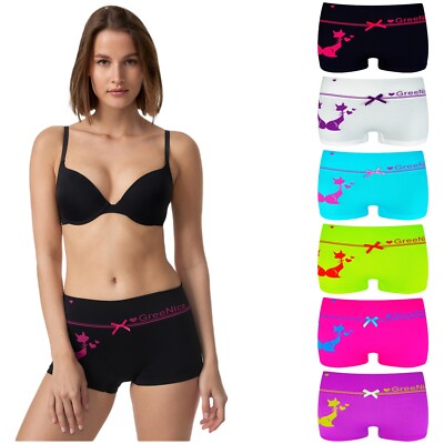 Damen Boxershorts 6er Pack Panty Microfaser Unterwäsche Hotpants Slip Unterhose