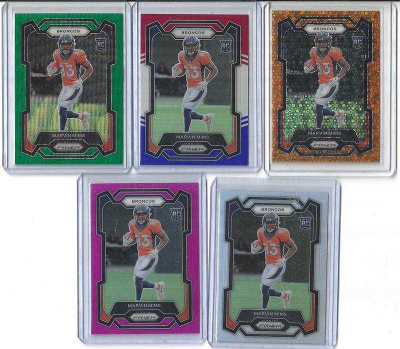2023 Prizm Marvin Mims RC Lot (5) Silver SP #327 Pink Orange RWB Denver Broncos