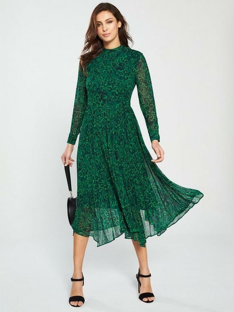 Whistles Red Multi Jungle Cat Pleated Midi Calf Dress Size UK 16 44 12 ASO for sale online | eBay