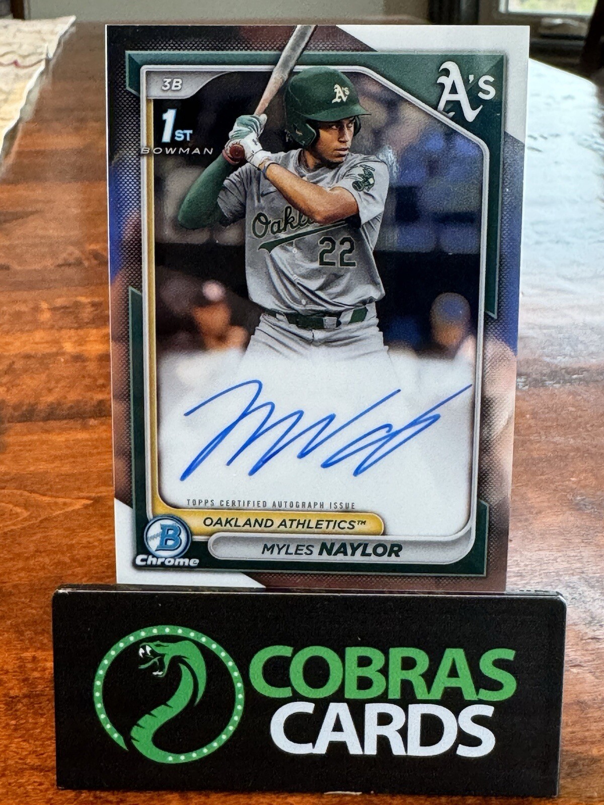 2024 Bowman Chrome Prospects Myles Naylor Auto Oakland Athletics BCP