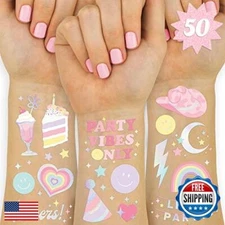 xo, Fetti Pastel Rainbow Temporary Tattoos - 50 Iridescent Foil Styles | Prep