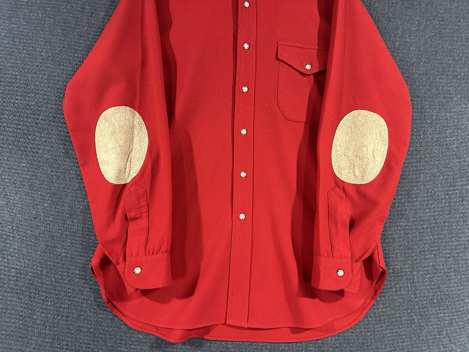 Pendleton Wool Button Up Shirt Large Red Elbow Pa… - image 12