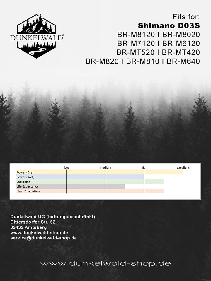 DUNKELWALD® - Bremsbeläge Set organisch/resin für Shimano D03S - Bild 4 von 4