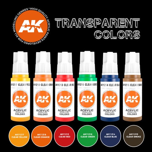 AK Interactive #AKI-11758 Set vernici acriliche 3G colori trasparenti - Foto 2 di 3