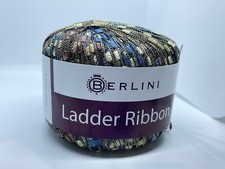 Berlini Ladder Ribbon Yarn 60 Blue Saddle 50gr 142yds Blue, Brown, Beige