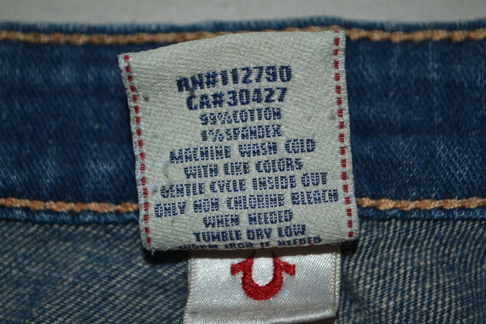 True Religion Women's Straight No Pocket Flaps Blue Denim Jeans Sz 32x30 thumbnail 10